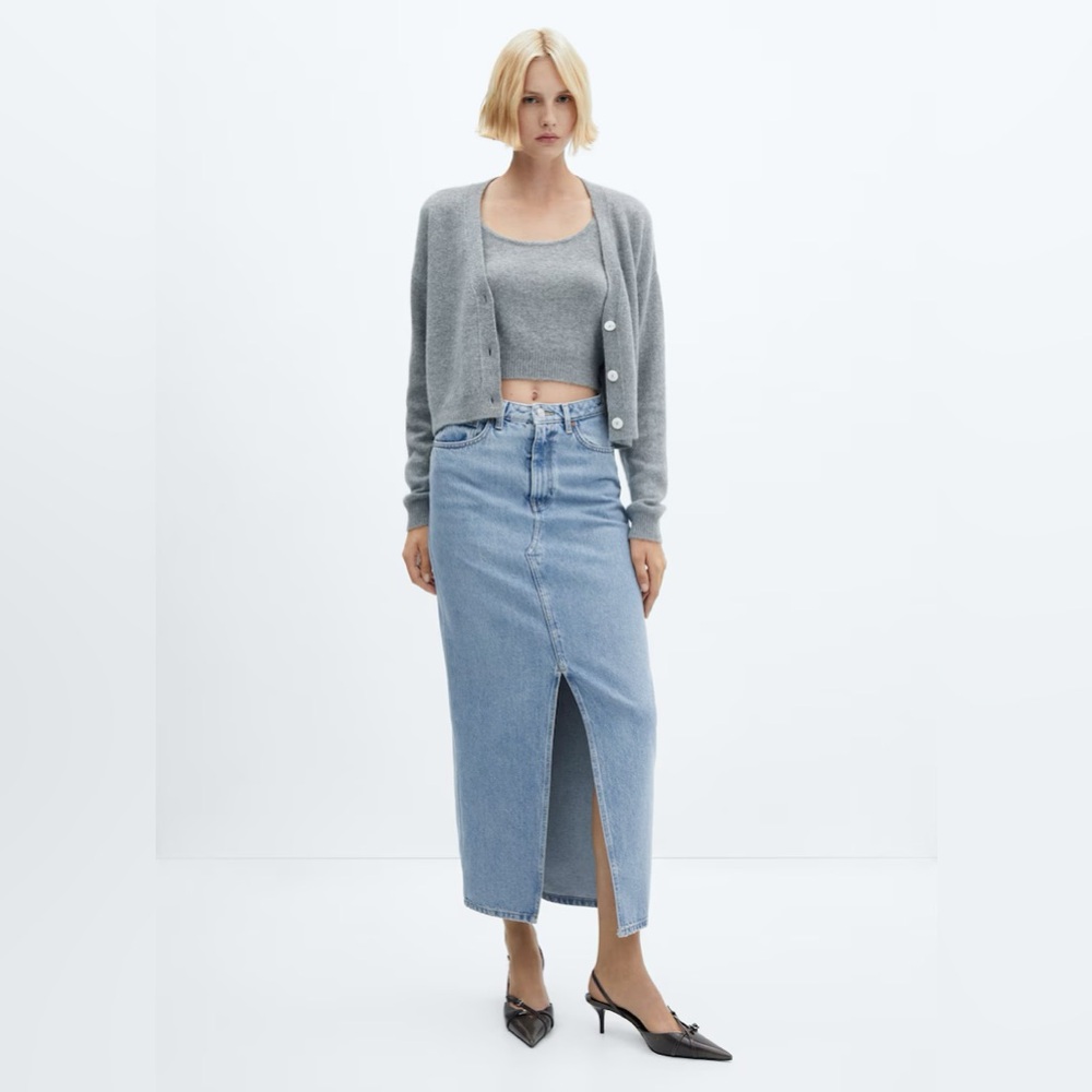 BRAND NEW Mango Slit Long Maxi Denim Skirt